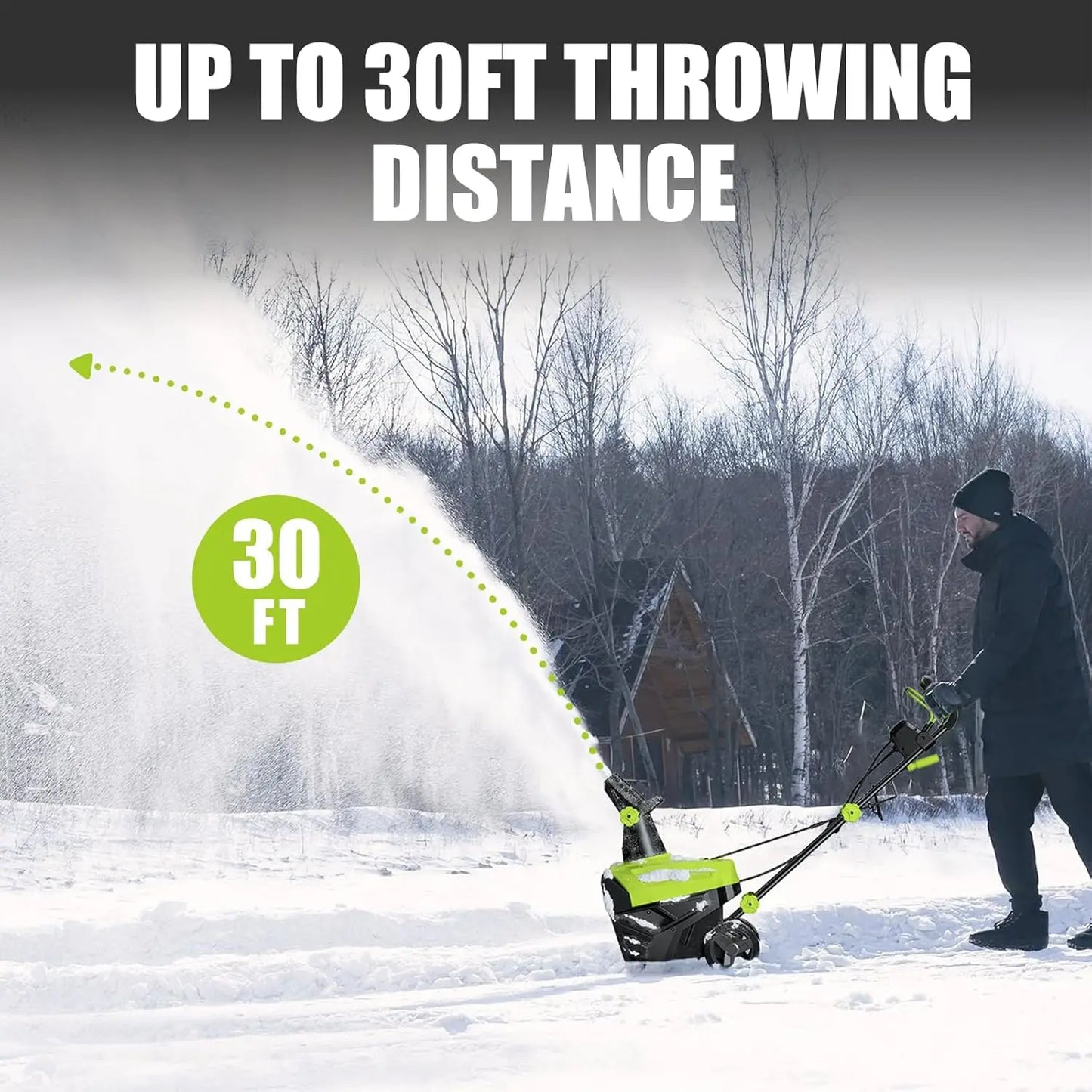 15-AMP Electric Snow Blower 20-in Corded with Dual LED Headlights 800lbs/min - YERYORK 