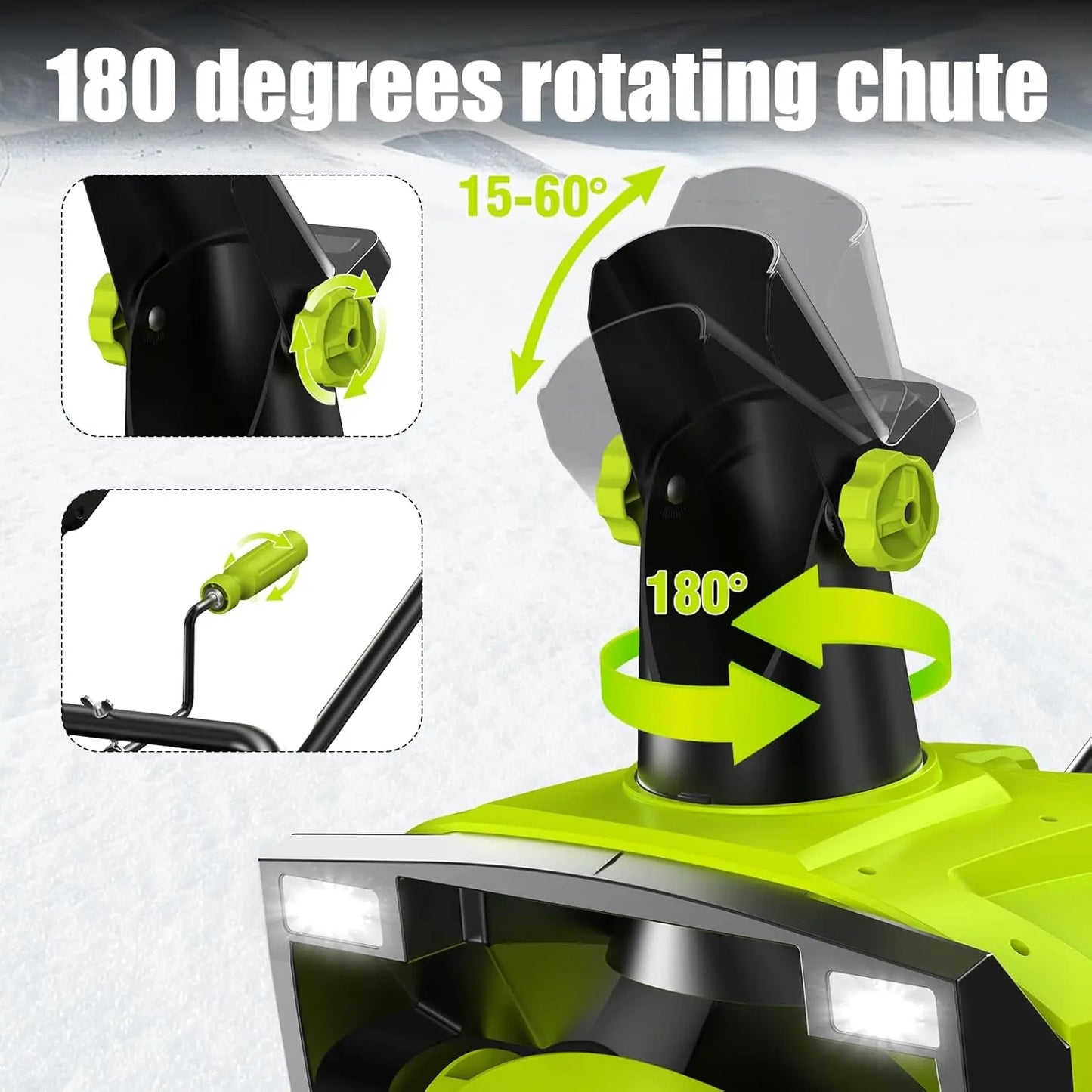 15-AMP Electric Snow Blower 20-in Corded with Dual LED Headlights 800lbs/min - YERYORK 